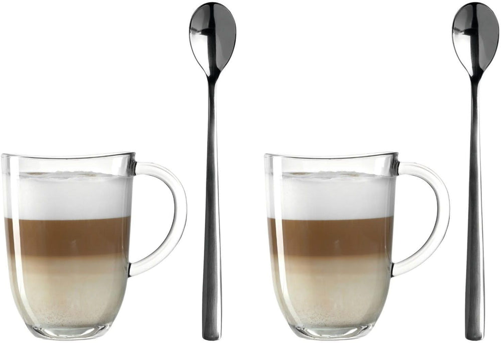 Verres à Latte Macchiato Leonardo - Napoli 380 ml + 2 cuillères - Résistants à la chaleur