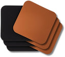 Set de sous-verres Cookinglife - en cuir vegan - Noir/Cognac - 10 cm - 6 pièces