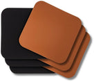 Set de sous-verres Cookinglife - en cuir vegan - Noir/Cognac - 10 cm - 6 pièces