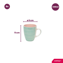 Set de mugs Cookinglife - Mugs à café - Pastel Harmony - 340 ml - 6 pièces