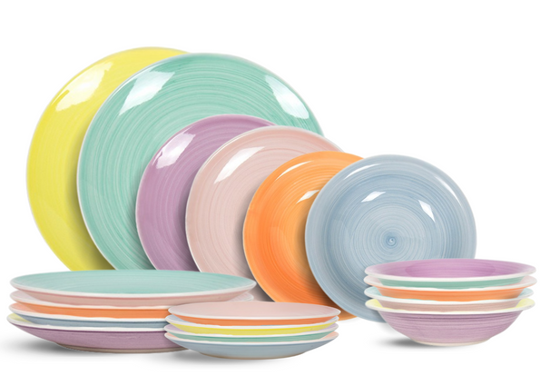 Ensemble de vaisselle Cookinglife - 6 pers - Pastel - ø26,5cm - 18 pièces