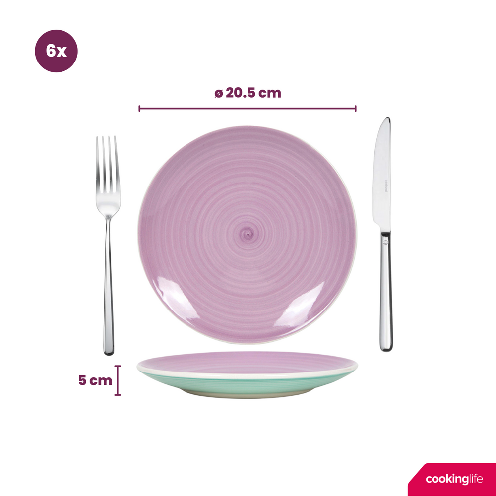 Ensemble de vaisselle Cookinglife - 6 pers - Pastel - ø26,5cm - 18 pièces