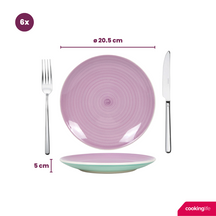 Ensemble de vaisselle Cookinglife - 6 pers - Pastel - ø26,5cm - 18 pièces