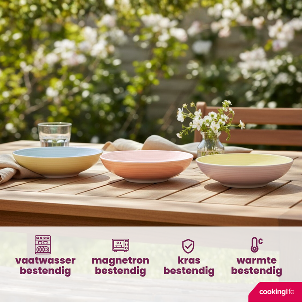 Set d'assiettes Cookinglife - Assiette a pâtes - PastelHarmony - 23cm - 6 pièces