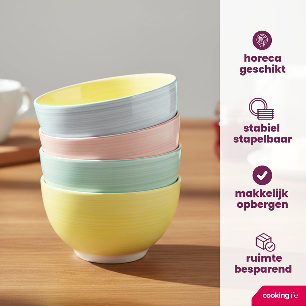 Ensemble de bols Cookinglife - en céramique - Pastel Harmony - ø14 cm - 6 pièces