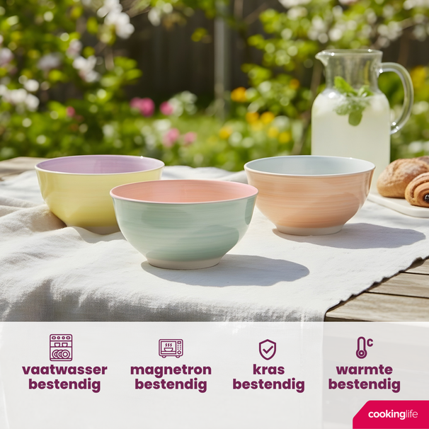 Ensemble de bols Cookinglife - en grès - Pastel Harmony - Ø 12 cm - 6 pièces