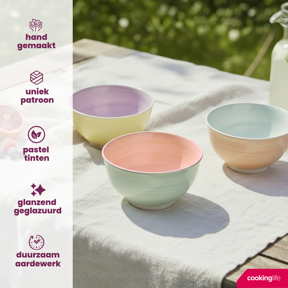 Ensemble de bols Cookinglife - en grès - Pastel Harmony - Ø 12 cm - 6 pièces