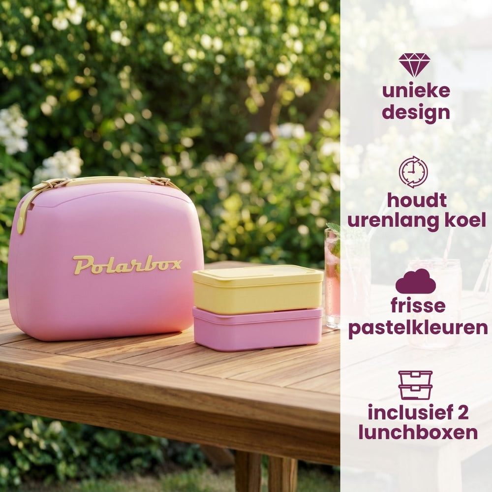 Polarbox Mini Glacière / Sac isotherme avec 2 Boîtes à lunch - Bubblegum-Yellow - 6 litres
