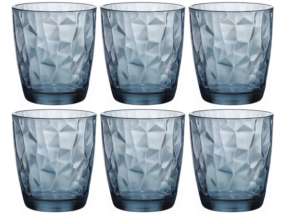 Ensemble de verres a eau Bormioli Rocco - Bleu - Diamond - 300 ml - 6 pièces