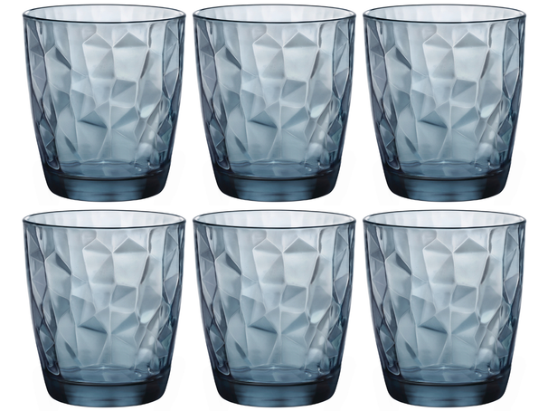 Ensemble de verres a eau Bormioli Rocco - Bleu - Diamond - 300 ml - 6 pièces