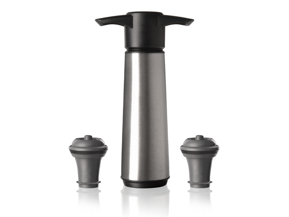 Ensemble de pompe a vin Vacu Vin - Wine Saver - en acier inoxydable - 3 pieces