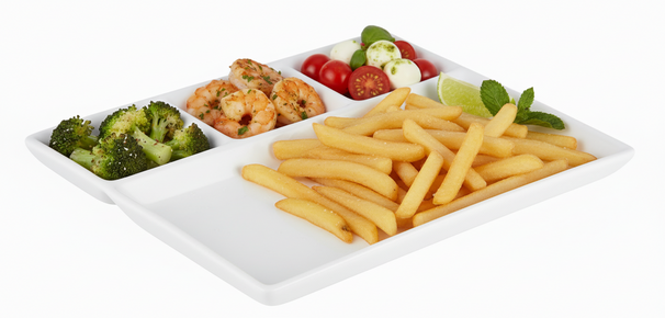 Ensemble d'assiettes a fondue Cookinglife - Assiettes BBQ - 26x20 cm - 4 pièces