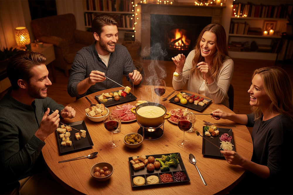 Set d'assiettes à fondue Cookinglife - Gourmet - 24x24 cm - 4 pièces