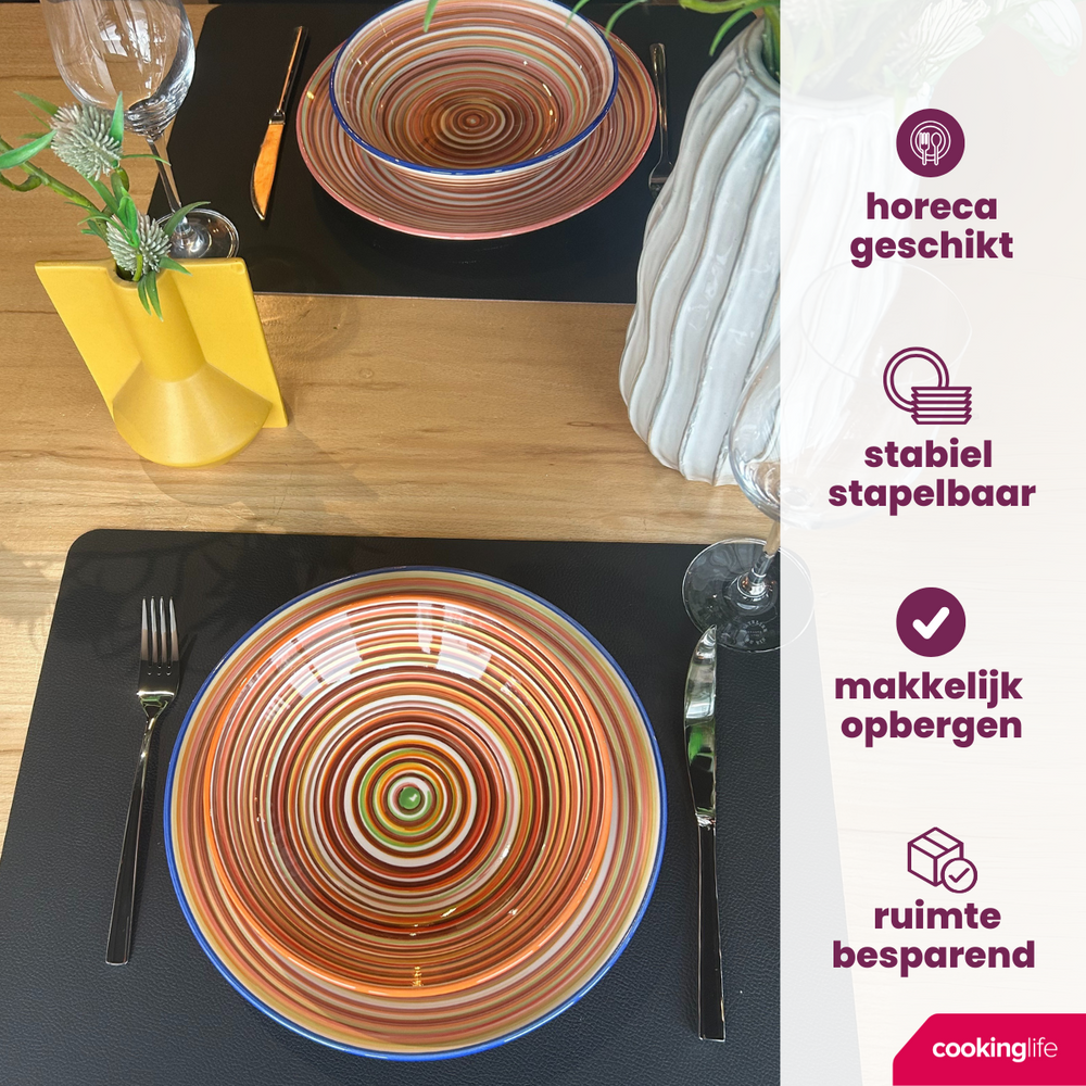 Set de vaisselle Cookinglife - 6 personnes - Rhythm & Lines - 26,5 cm - 18 pieces
