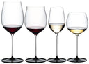 Ensemble de verres à vin Riedel Fatto A Mano Black Tie - Bordeaux Grand Cru, Bourgogne Grand Cru, Riesling & Chardonnay élevé en fût - 4 pièces