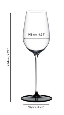 Ensemble de verres à vin Riedel Fatto A Mano Black Tie - Bordeaux Grand Cru, Bourgogne Grand Cru, Riesling & Chardonnay élevé en fût - 4 pièces