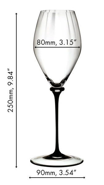Verre à champagne Riedel Fatto A Mano Performance - tige noir - 375 ml
