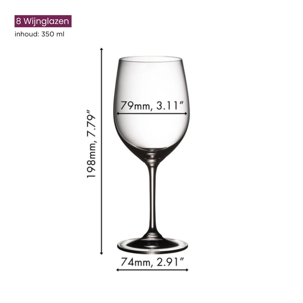 Ensemble de verres a vin Riedel - Verres a vin blanc - Vinum - 350 ml - 8 pièces