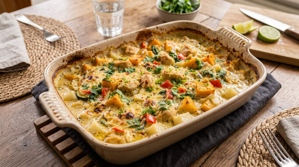 Un plat, une table bien garnie et des visages heureux.