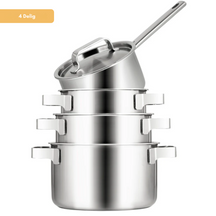Batterie de cuisine Sola Ruby 4 pièces Premium Triply Inox - Casserole ø 16, 18, 20 cm & Casserole ø 16 cm - Induction compatible