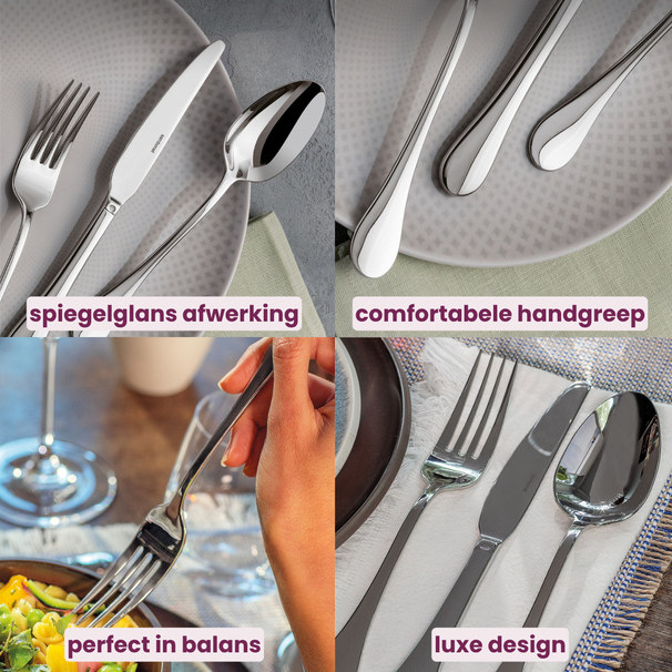 Ensemble de couverts Sambonet Bloom Monobloc en acier inoxydable de 36 pièces.