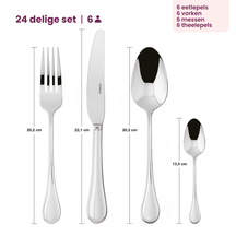 Ensemble de couverts Sambonet Royal en acier inoxydable de 24 pièces