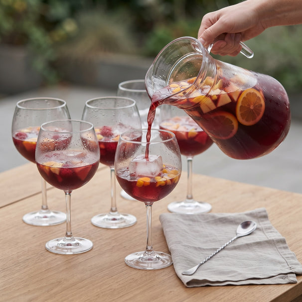 Set à sangria - Carafe 1,6 L avec 6 Verres 700 ml, Cuillère à cocktail & Moule à glaçons