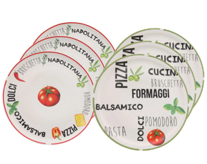 Ensemble d'assiettes a pizza Sareva - en porcelaine - Italia - 30 cm - 6 pièces