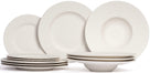 Service de vaisselle Villeroy & Boch Manufacture Rock - Blanc - 12 pièces / 4 personnes - 4 Assiette plates, 4 assiettes à petit-déjeuner en 4 assiettes creuses