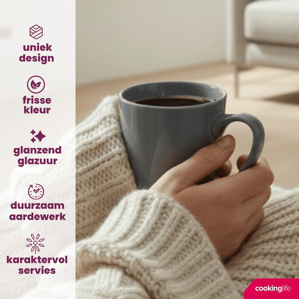 Ensemble de mugs Cookinglife - Mugs en porcelaine - Siaki - 350 ml - 6 pieces