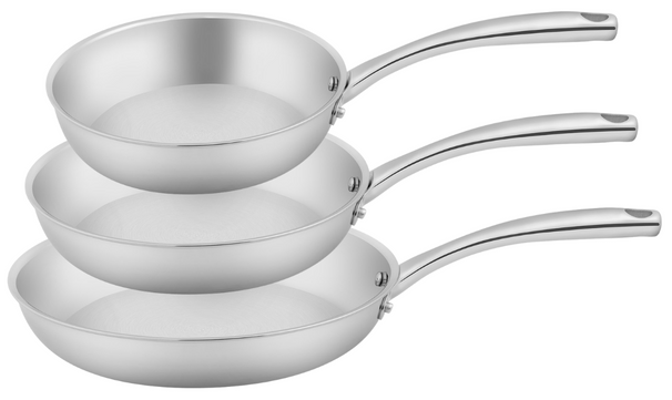 Ensemble de poêles Sola Green Cooking+ Triply Inox 3 pièces - ø 20, 24 & 28 cm - compatible avec toutes les sources de chaleur - sans revêtement antiadhésif