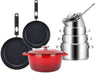 Batterie de cuisine Sola Pearl 7 pièces inox - Compatible Induction - Casserole ø 16, 18, 20 cm & Casserole ø 16 cm + Poêle ø 24, 28 cm + Cocotte ø 24 cm