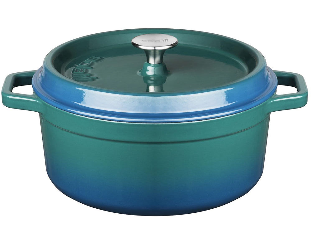 Poêle à rôtir Sola - Couvercle - En fonte émaillée - ø 24 cm - Bleu