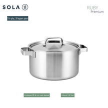 Batterie de cuisine Sola Ruby 4 pièces Premium Triply Inox - Casserole ø 16, 18, 20 cm & Casserole ø 16 cm - Induction compatible