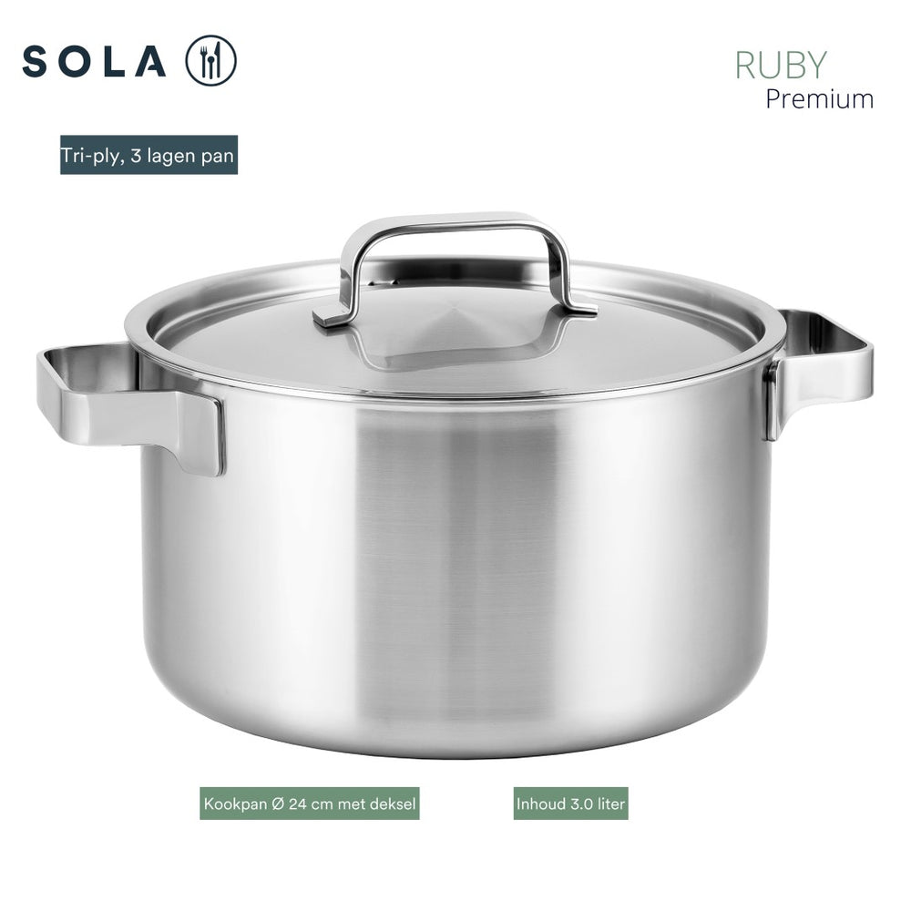 Sola Casserole avec couvercle Ruby - ø 24 cm / 5,5 litres