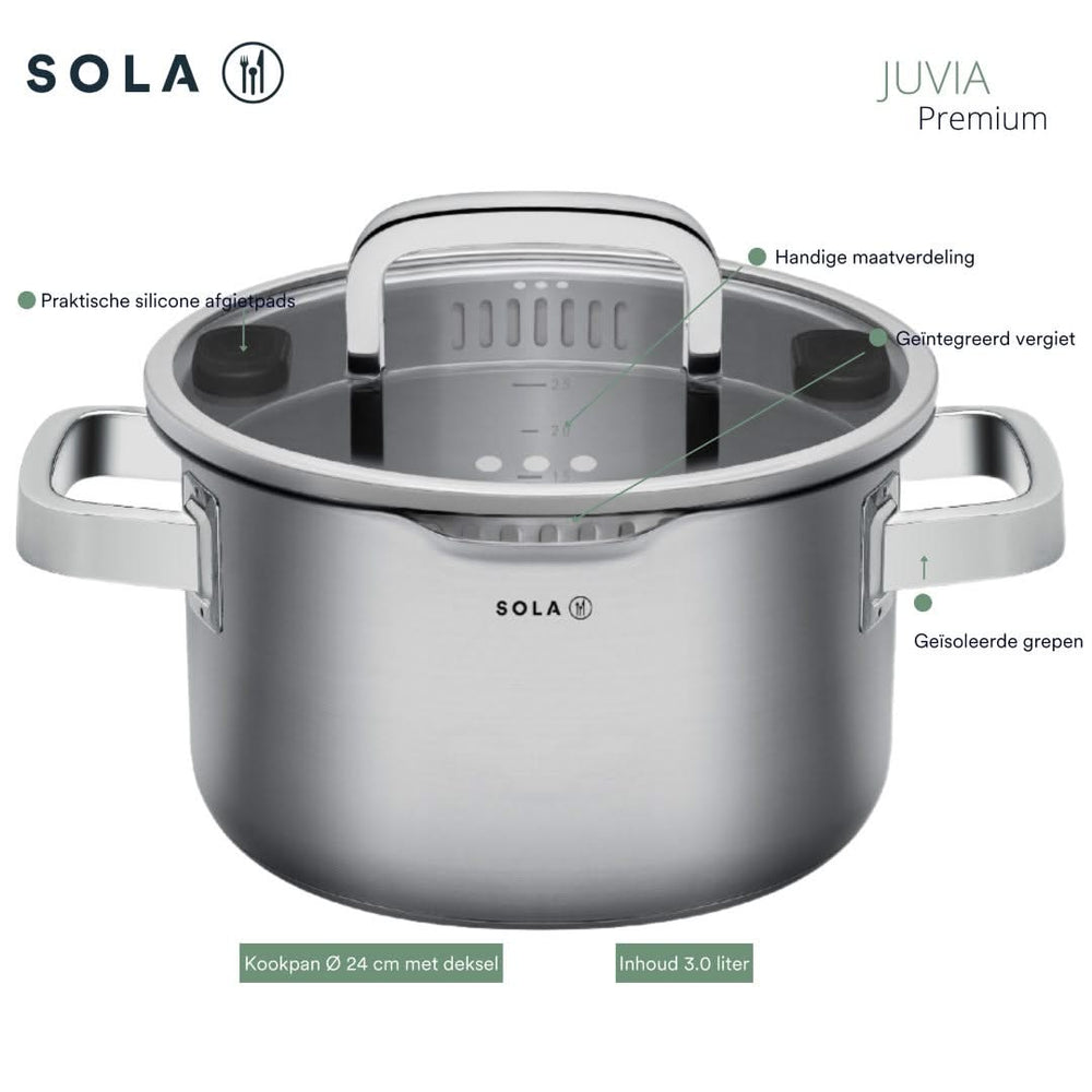 Ensemble de casseroles Sola - Induction - Juvia - Ø 16/18/20/24 cm - 5 pièces