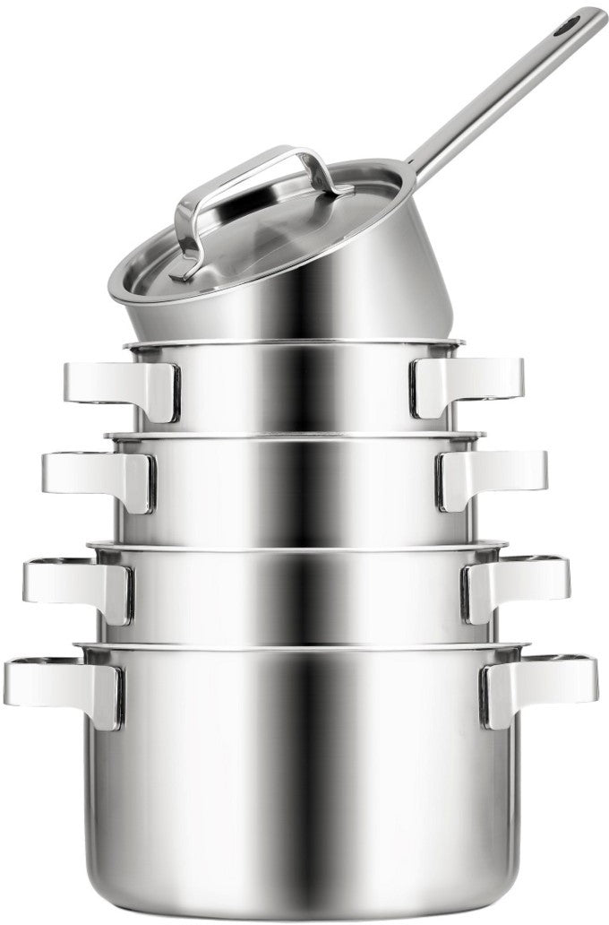 Batterie de cuisine Sola Ruby 5 pièces Premium Triply Inox - Casserole ø 16, 18, 20, 24 cm & Casserole ø 16 cm - compatible avec toutes les sources de chaleur