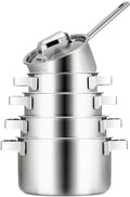 Batterie de cuisine Sola Ruby 5 pièces Premium Triply Inox - Casserole ø 16, 18, 20, 24 cm & Casserole ø 16 cm - compatible avec toutes les sources de chaleur