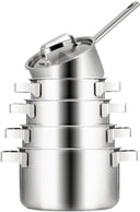 Batterie de cuisine Sola Ruby 5 pièces Premium Triply Inox - Casserole ø 16, 18, 20, 24 cm & Casserole ø 16 cm - compatible avec toutes les sources de chaleur