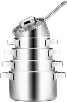 Batterie de cuisine Sola Ruby 5 pièces Premium Triply Inox - Casserole ø 16, 18, 20, 24 cm & Casserole ø 16 cm - compatible avec toutes les sources de chaleur