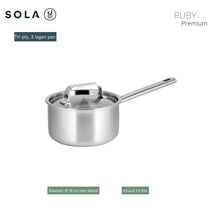 Batterie de cuisine Sola Ruby 4 pièces Premium Triply Inox - Casserole ø 16, 18, 20 cm & Casserole ø 16 cm - Induction compatible