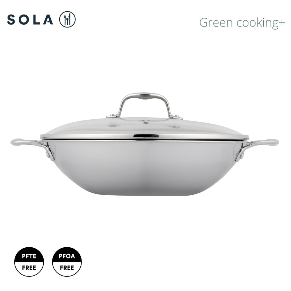 Set de poêles wok Sola - Wok sans antiadhésif - Green Cooking - 32 cm - 2 pièces