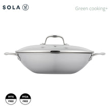 Set de poêles wok Sola - Wok sans antiadhésif - Green Cooking - 32 cm - 2 pièces