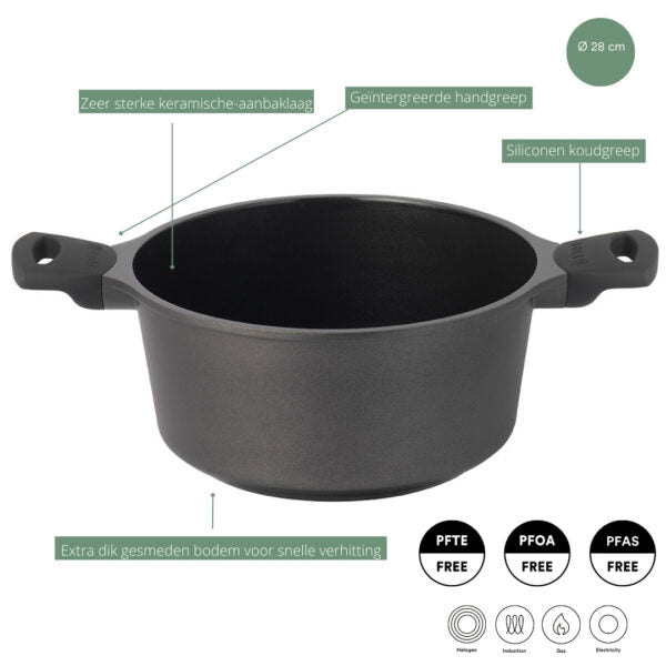 Cocotte Sola avec couvercle Ceramic Deluxe ø 28 cm - revêtement antiadhésif en céramique