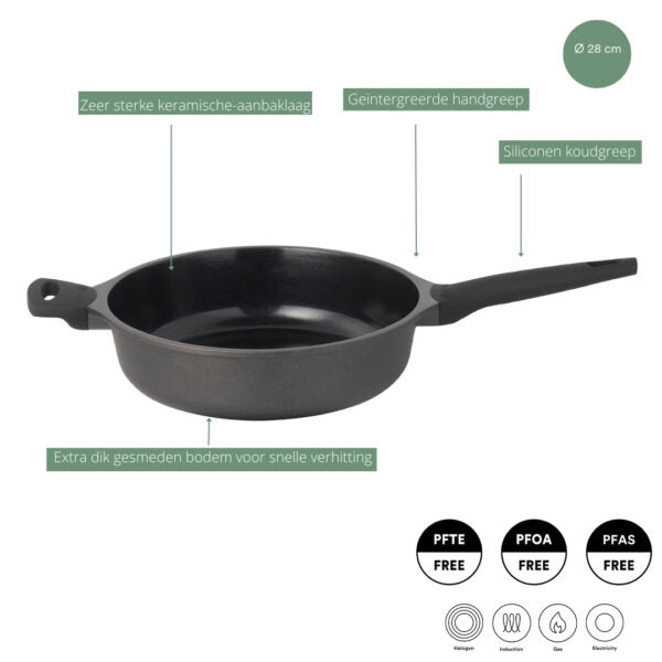 Sola poêle à frire / poêle avec couvercle Ceramic Deluxe ø 28 cm - revêtement antiadhésif céramique