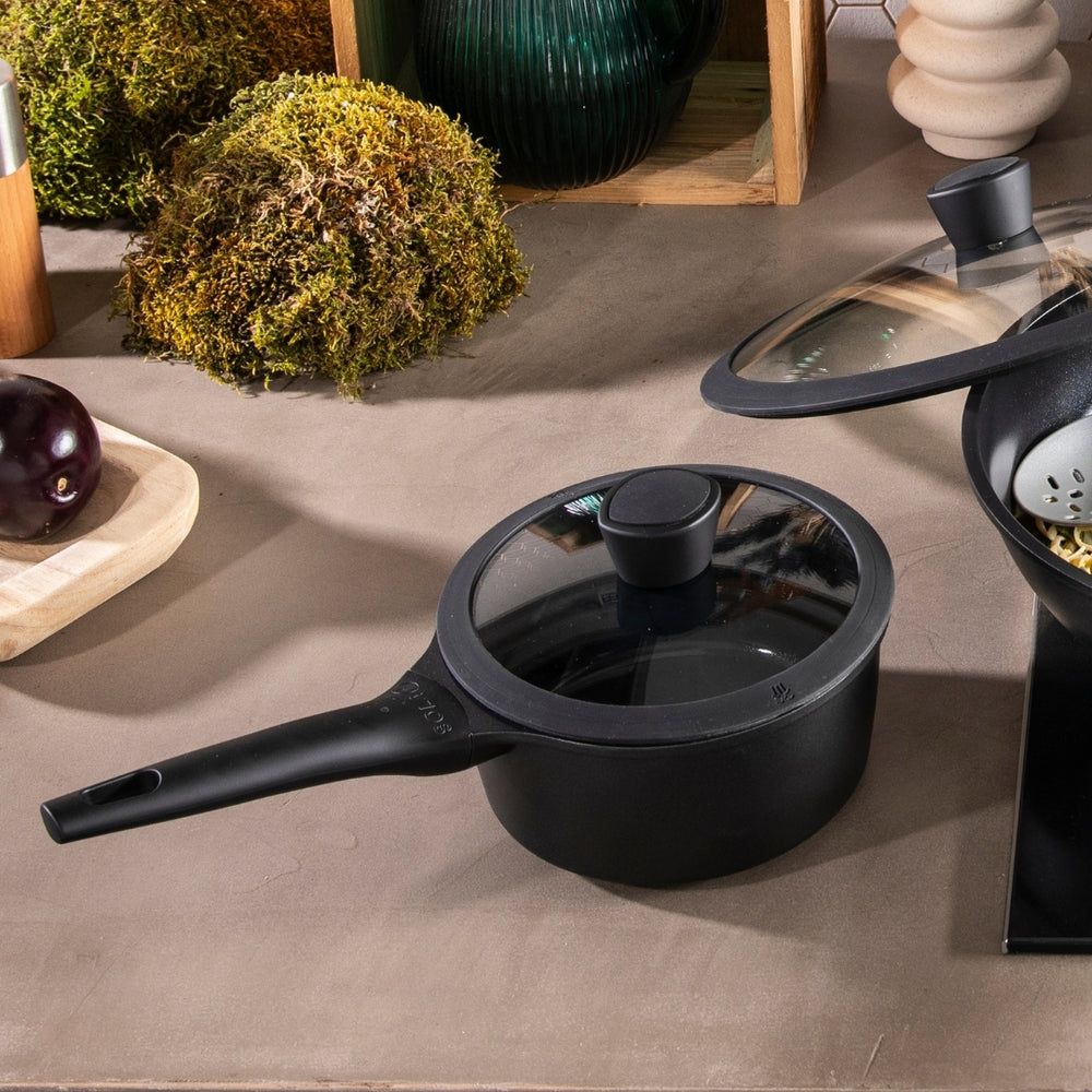 Sola Casserole avec couvercle Ceramic Deluxe - Revêtement antiadhésif en céramique - ø 18 cm / 1,5 litre - Convient à toutes les sources de chaleur