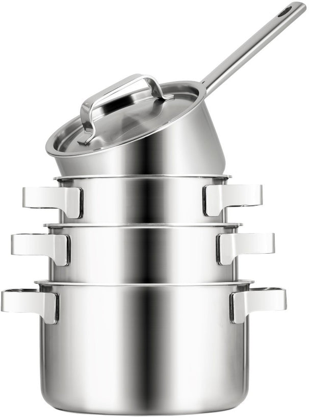 Batterie de cuisine Sola Ruby 4 pièces Premium Triply Inox - Casserole ø 16, 18, 20 cm & Casserole ø 16 cm - Induction compatible