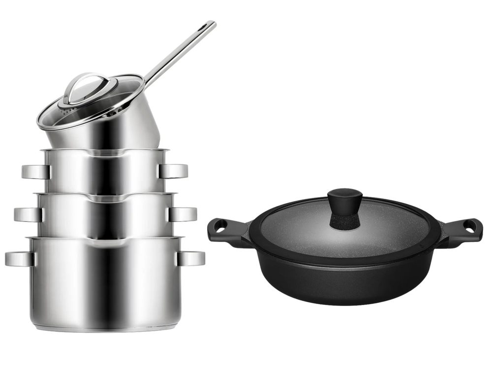 Ensemble de casseroles Sola - en inox - Pearl Deluxe - 28 cm - 5 pièces