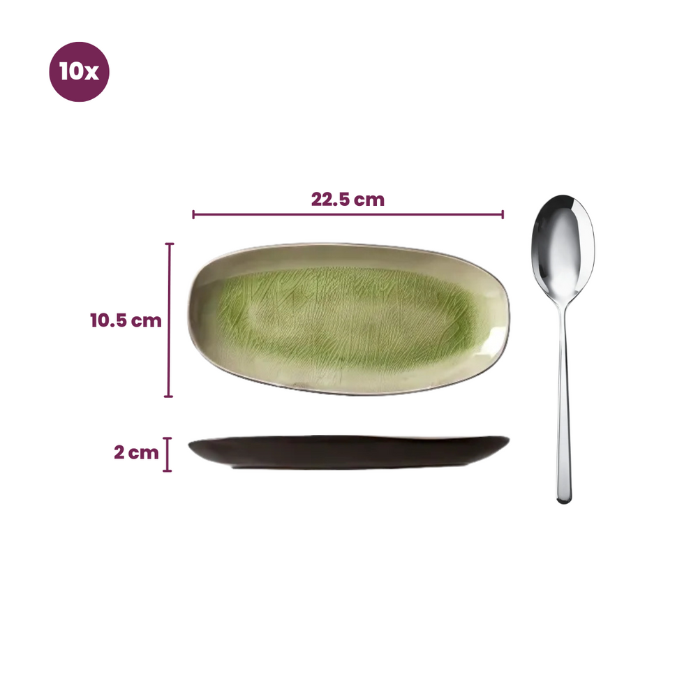Set d'assiettes à tapas Cosy&Trendy - Rect. - Streetfood - 22,5x10cm - 10 pièces