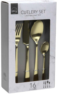 Ensemble de couverts Studio Tavola - en inox - Champagne - 4 pers - 16 pièces